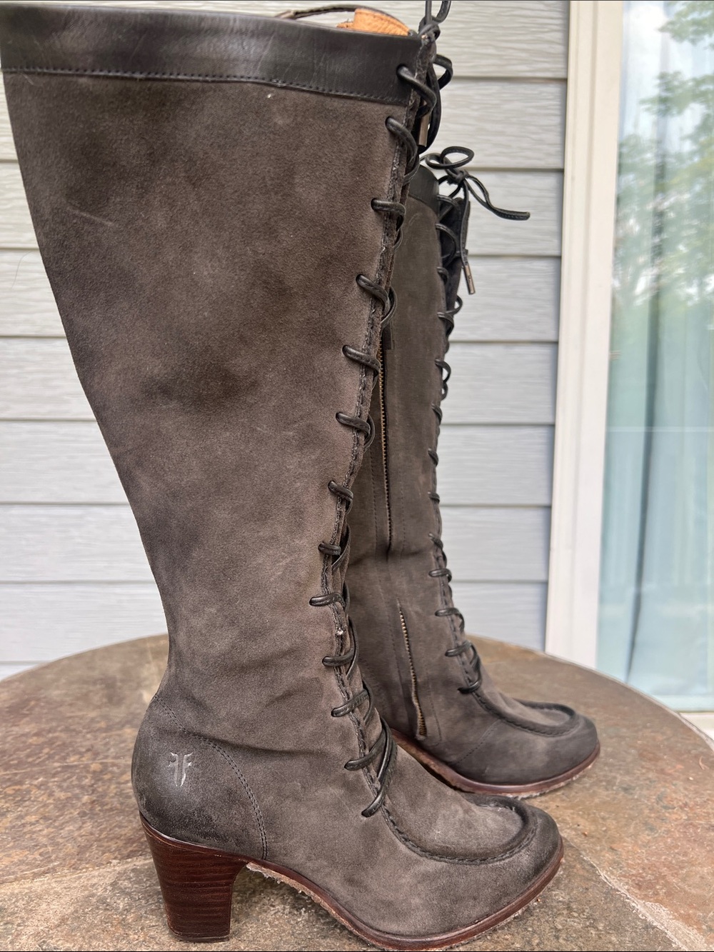 FRYE PARKER gray suede MOCCASIN LACE UP BOOT size 7.5